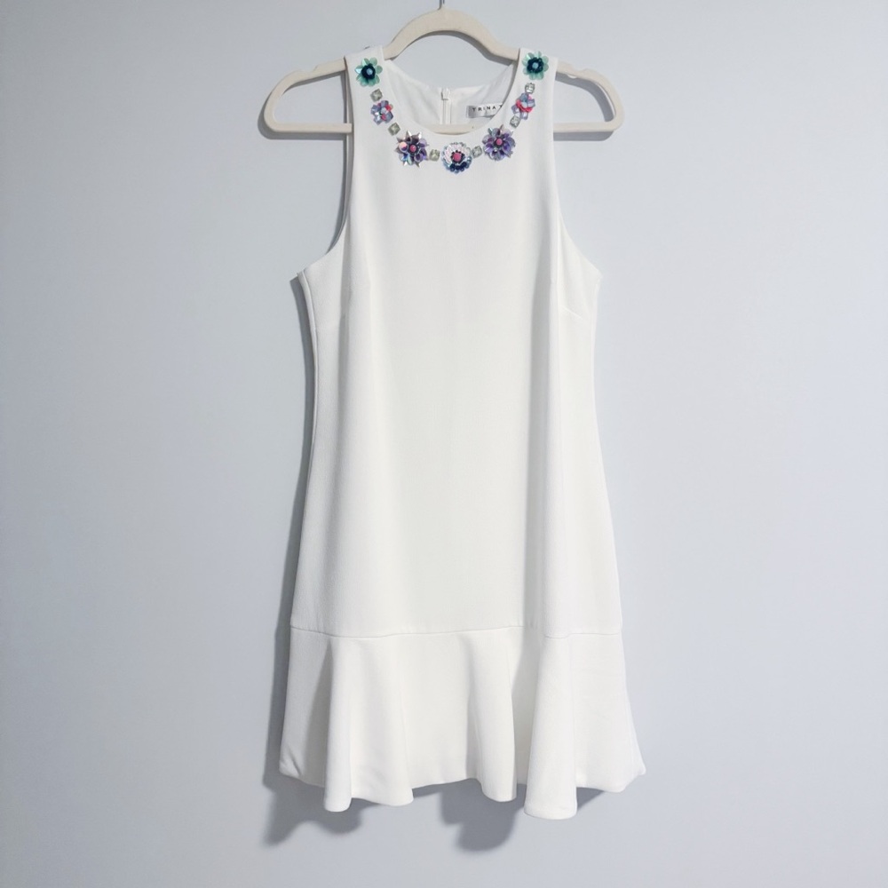 Trina Turk - White Floral Sequins Embellished Dress